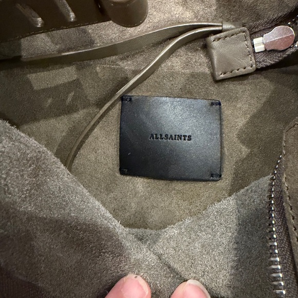 All Saints suede Kanda Hobo in mink Olive gray - Picture 6 of 6